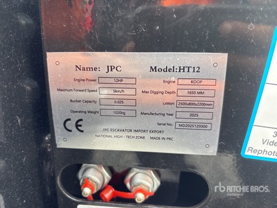 2025 JPC HT12 Mini Excavator (Unused)
