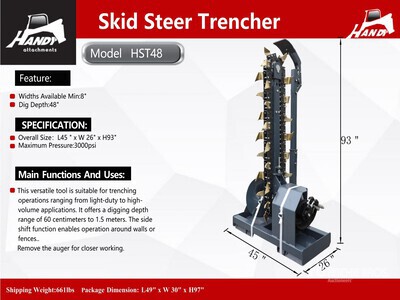 2026 Handy HST48 48 in Skid Steer Trencher (Unused)