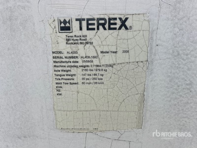 2008 Terex AL4000 6 kW Light Tower