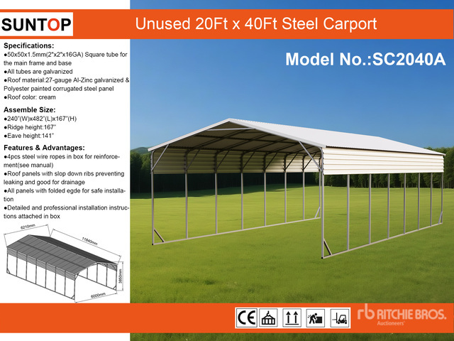 2026 SUNTOP SC2040A 20 ft x 40 ft Carport (Unused)