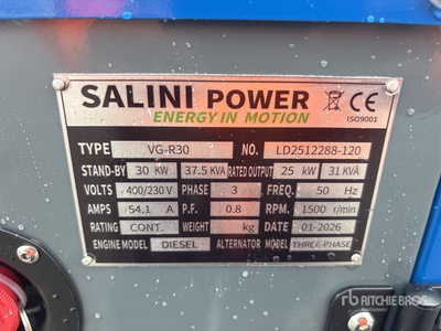 2026 Salini VG-R30 30KW Zestaw prądotwórczy (Unused)