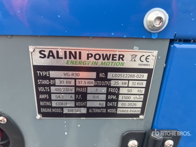 2026 Salini VG-R30 30KW Zestaw prądotwórczy (Unused)