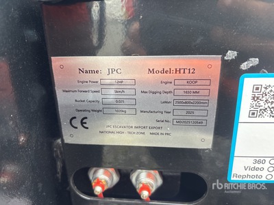 2025 JPC HT12 Mini Excavator (Unused)