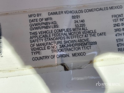 2022 Freightliner Cascadia 126 T/A Sleeper Truck Tractor