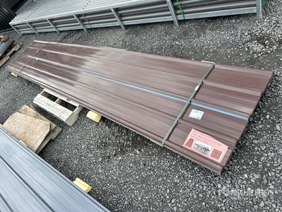 Quantity of (30) 16 ft x 3 ft Brown Metal Panel (Unused)