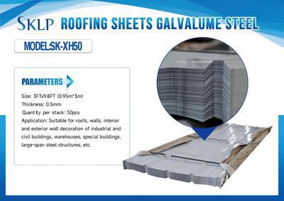 Quantity of (50) SKLP SK-XH50 950 mm x 3 m Galvalume Corrugated Steel Panels (Unused)