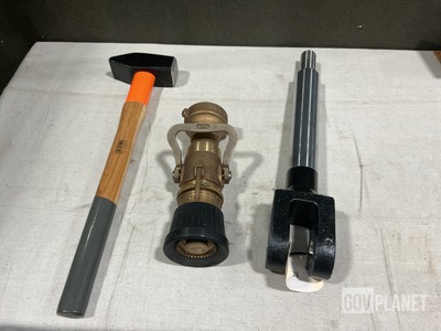(2) Weldment Rods, (1) Fire Equipment Nozzle, (3) Hammers & Assorted Items