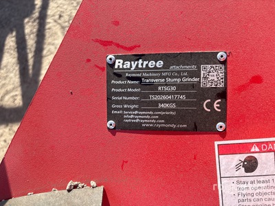 2026 Raytree RTSG30 Transverse Skid Steer Stump Grinder (Unused)