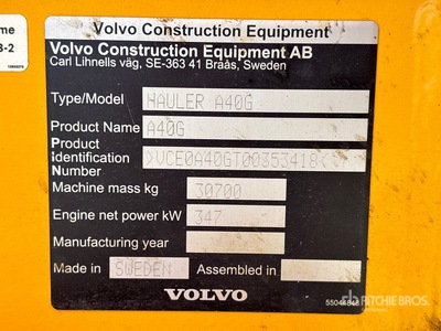 2023 Volvo A40G Camion à benne articulé