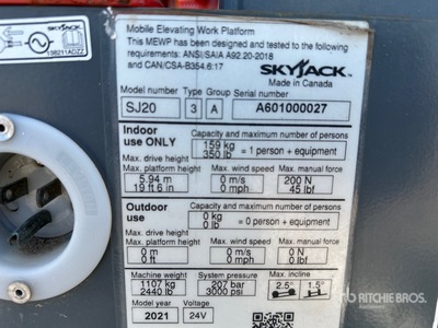 2021 Skyjack SJ20 シザーリフト