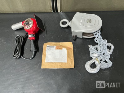 (2) Hoists, (1) Packing Assembly, (6) Heat Guns & Assorted Items