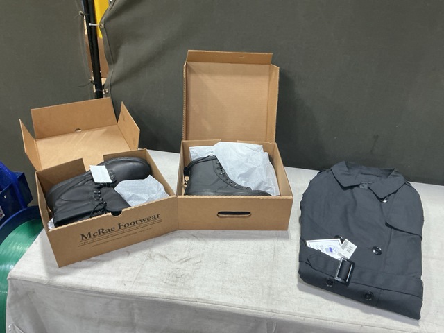(17) Pairs of Assorted Safety Boots & (4) All-Weather Coats