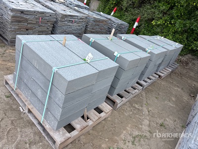 Quantity of (5) 16 in x 36 in x 6 in Thermal Bluestone Steps Stone (Unused)