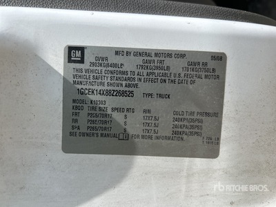 2008 Chevrolet 1500 4x4 Pickup (Inoperable)