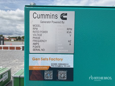 2026 Cummins CS-125 125 kVA Skid-Mounted Planta de Luz (Sin Usar) / Generator Set (Unused)