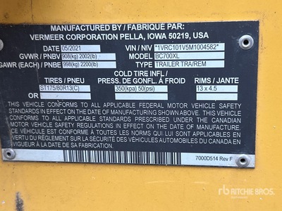 2021 Vermeer BC700XL Astilladora de madera