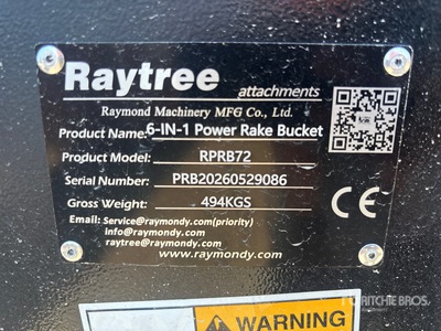 2026 Raytree RPRB72 Skid Steer Power Rake Bucket スキッドステア付属部品 (Unused)