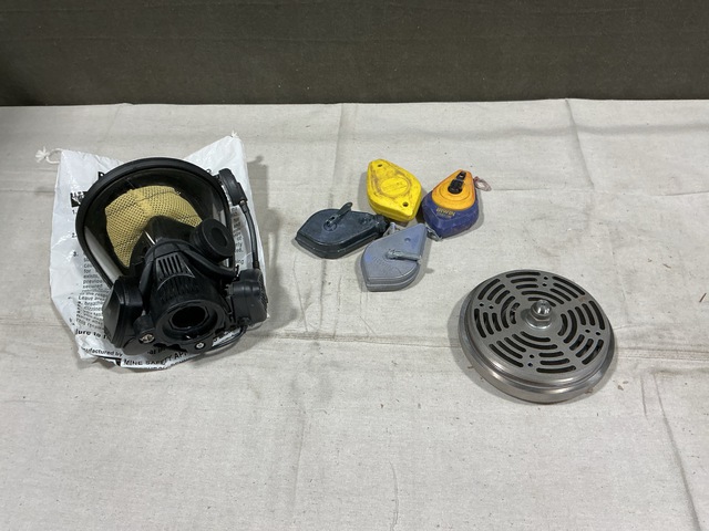 (1) Discharge Valve, (1) Respirator Facepiece, (48) Chalk Reels & Assorted Items