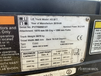 2019 Hyster H35FT 3500 kg Forklift