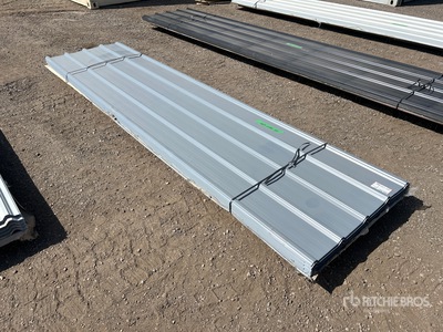 Quantity of (115) 12 ft X 3 ft Sheets Grey Steel Siding Roofing (Unused)