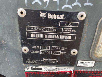2021 Bobcat E35 T4 Mini Excavator