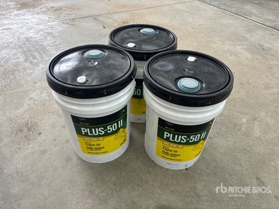Quantity of (3) John Deere 15W40 Plus-50 II Engine Oil Pails (Unused)