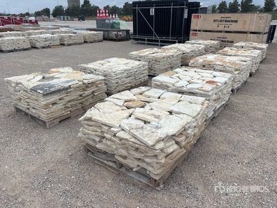 Quantity of (10) Pallets of Austin White Sunflower Limestone 4 - 8 In. Chopped Veneer Kamień