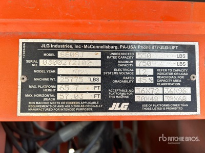 2020 JLG 660SJ 4WD Diesel Nacelle Télescopique