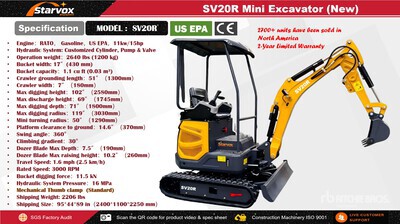 2026 STARVOX SV20R Mini Excavadora (Unused)