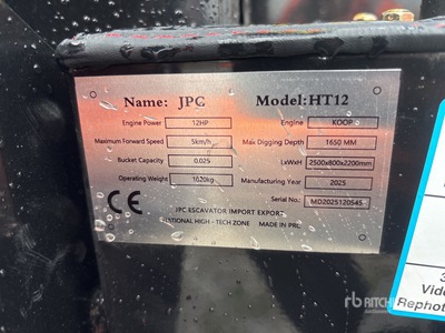 2025 JPC HT12 Mini Excavadora