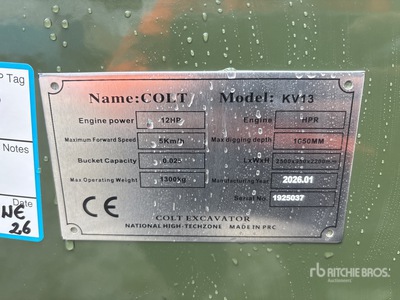 2026 Colt KV13 Mini Excavadora