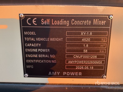2026 AMY POWER XY-1.8 Self Loading Concrete Mixer Autohormigonera (Unused)