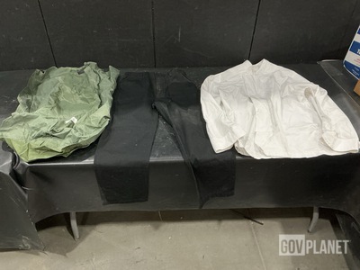 (24) Assorted Food Service Uniform Smocks, (3) Clothing Bags & Assorted Items