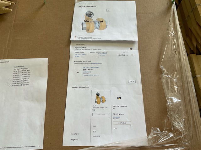 Cat 349-0379 Turbo (Unused)