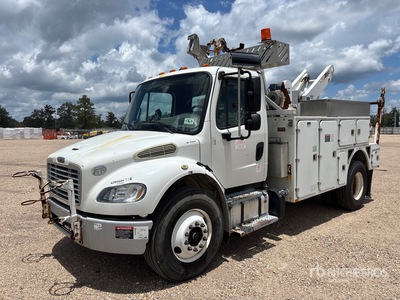 2014 Freightliner M2 106 4x2 W/ 12 ft BrandFX Utility bed and an Altec AT40C boom Reel Truck