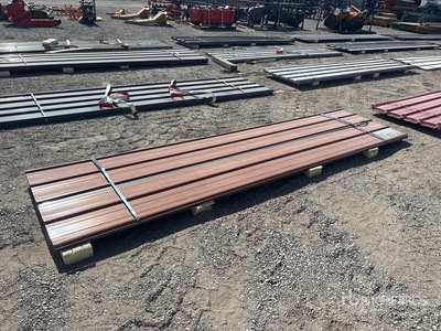 Quantity of (30) 12 ft x 3 ft Wood Grain Metal Roof Wall Panels Divers