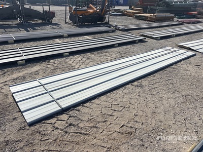 Quantity of (30) 16 ft x 3 ft White Metal Roof Panels Divers