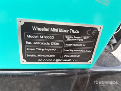 2026 SKLP SL-MT800D Stand-On Wheeled Mini Mixer Truck عربات اسمنت (Unused)