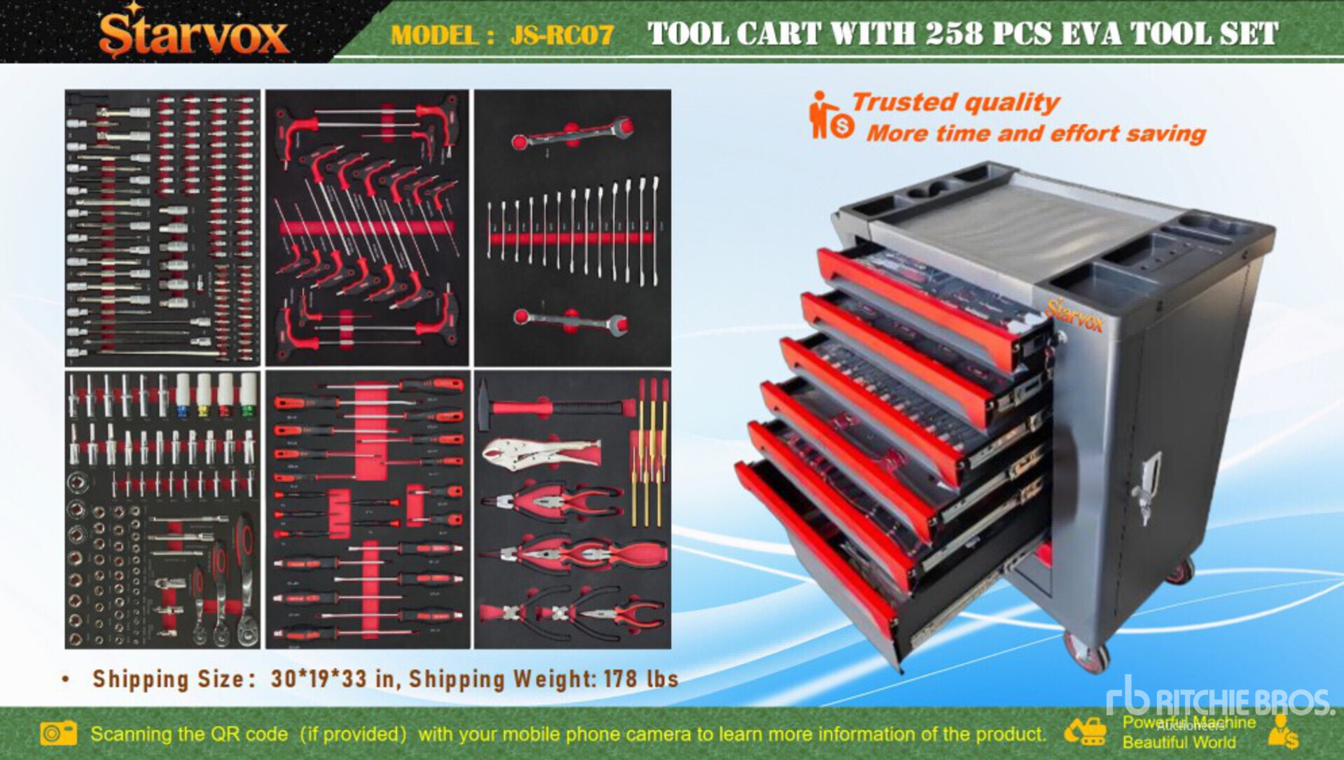 2026 STARVOX JS-RC07 Gabinete Con Herramientas (Sin Usar) / Cabinet with Hand Tools (Unused)