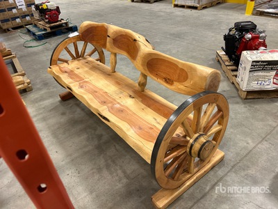 Wooden Wheel Design 3 Person Bench