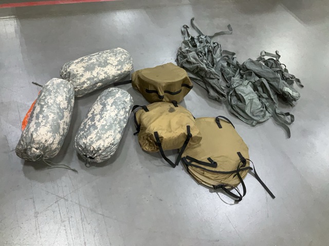 (80) Compression Stuff Sacks, (3) ICS Improved Combat Shelters & Assorted Items