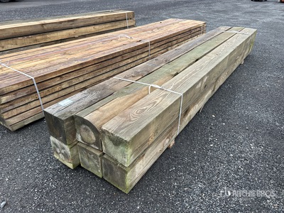 Quantity of (6) Surplus Pressure Treated Lumber 10 in x 10 in x 16 ft Lumber