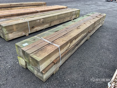 Quantity of (6) Surplus Pressure Treated Lumber 10 in x 10 in x 16 ft Lumber