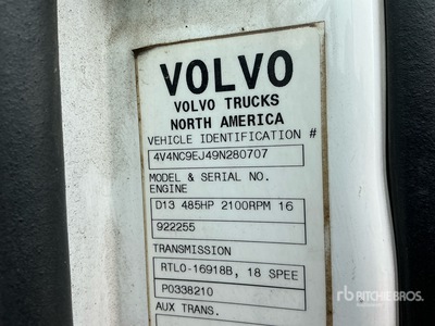 2009 Volvo VNL T/A Day Cab Truck Tractor (Inoperable)