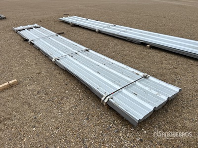 Quantity of 22 ft Corrugated Steel Roofing (Unused)