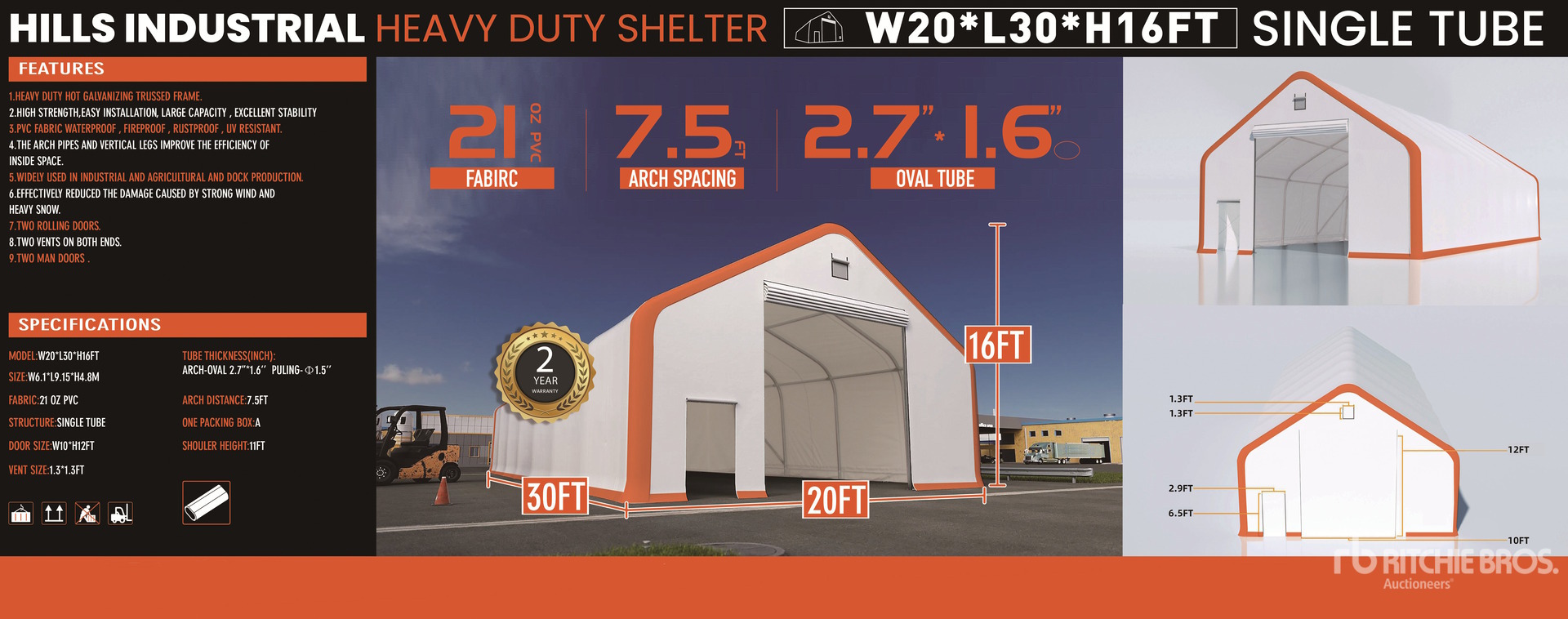 2026 HIlls Industrial 302016 20 ft x 30 ft x 16 Ft Storage Building (Unused)