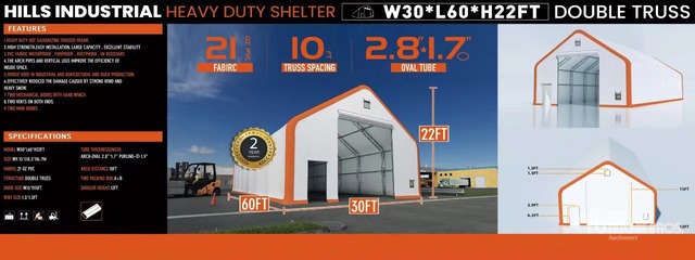2026 HIlls Industrial 603022 30 ft x 60 ft x 22 Ft Storage Building (Unused)