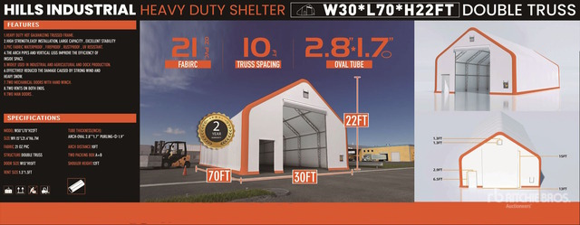 2026 HIlls Industrial 703022 30 ft x 70 ft x 22 Ft Storage Building (Unused)