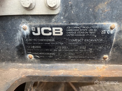 2022 JCB 16c-1 Mini Excavator