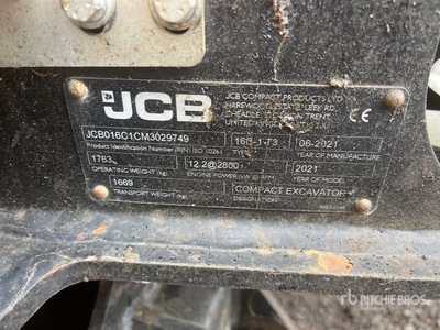 2021 JCB 16c-1 Mini Excavator